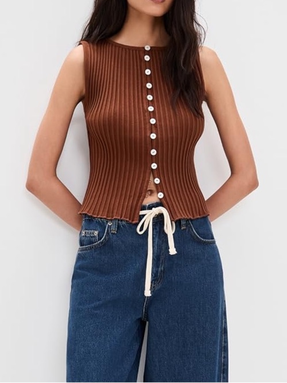 Free People Brown Tilly Vest, size L
